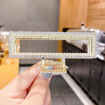 Kẹp tóc kim loại đính đá/ ngọc trai cỡ lớn phong cách Hàn Quốc