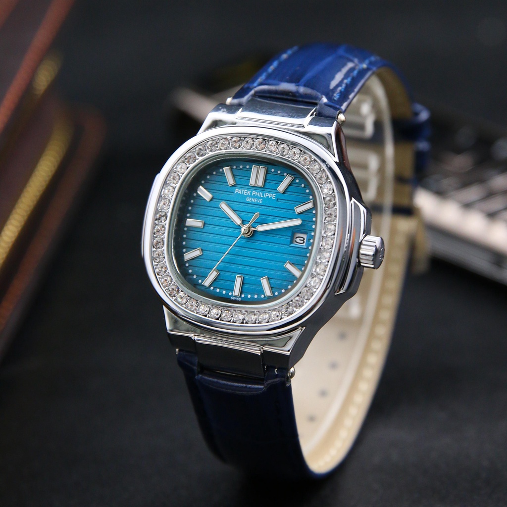 [ Mẫu Hot 2022 ] Đồng Hồ - Đồng Hồ Nam Patek Philippe Mặt Vuông - Viền Đính Đá Sang Trọng - Full Box - Bảo Hành 12 Tháng