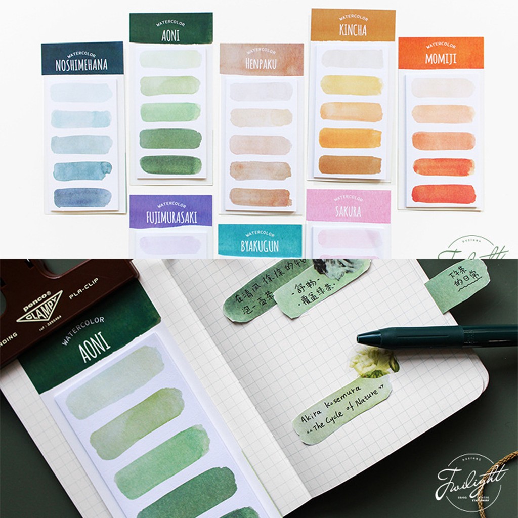 [Mã LIFEBOOK2 giảm 10% đơn 0Đ] Bộ 20 tấm giấy note giấy ghi chú phong cách màu nước trang trí bullet journal