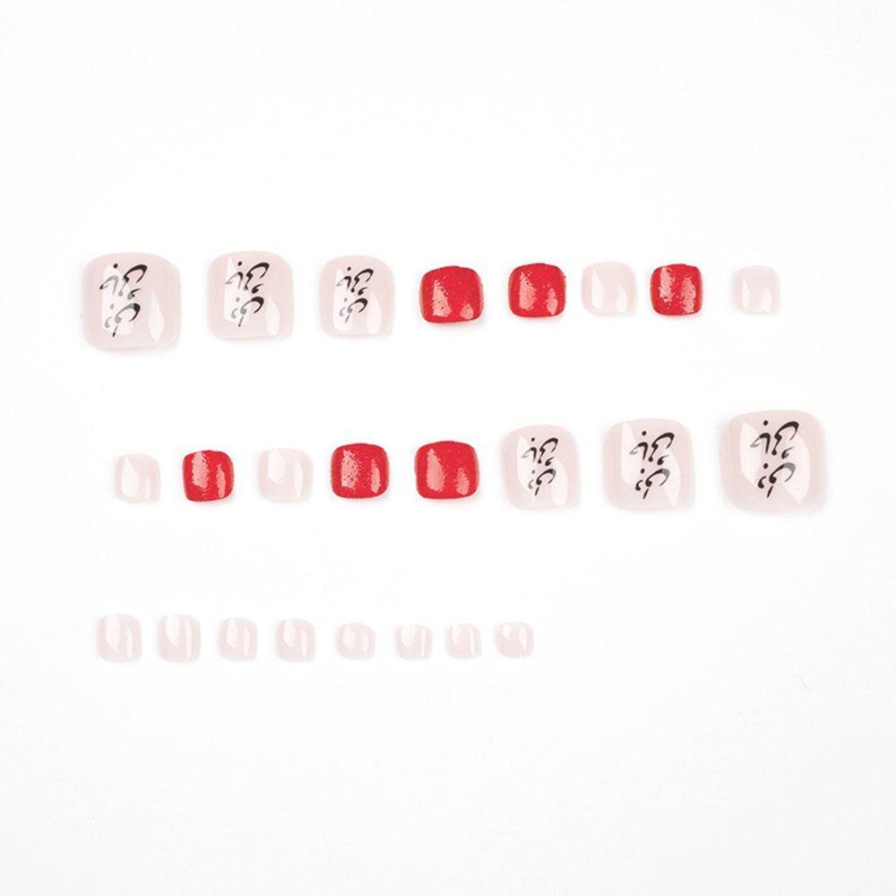 Bộ 24 Móng Chân Giả Đầu Vuông Màu Trắng Lấp Lánh Che Phủ Toàn Diện