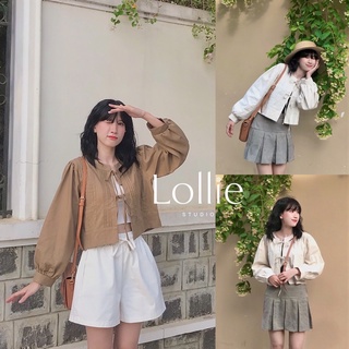 Áo kiểu ngực xếp nếp, buộc dây nơ tka294 lollie studio