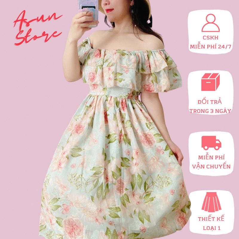 Đầm maxi hoa đi biển trễ vai bèo👗clip + ảnh thật👗 tơ lụa mềm mượt cao cấp