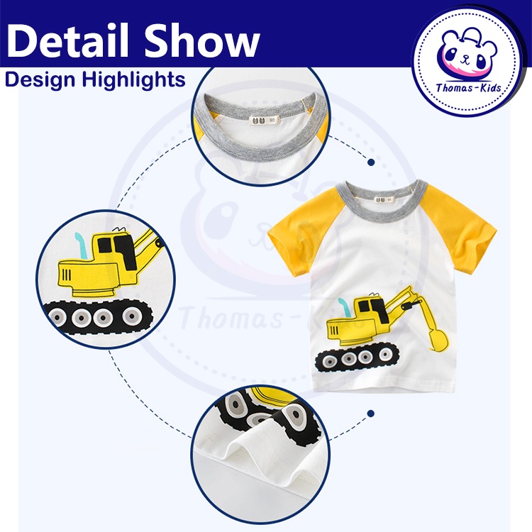 Áo thun tay ngắn in hình xe buýt hoạt hình D114 dành cho bé 2-6 tuổi