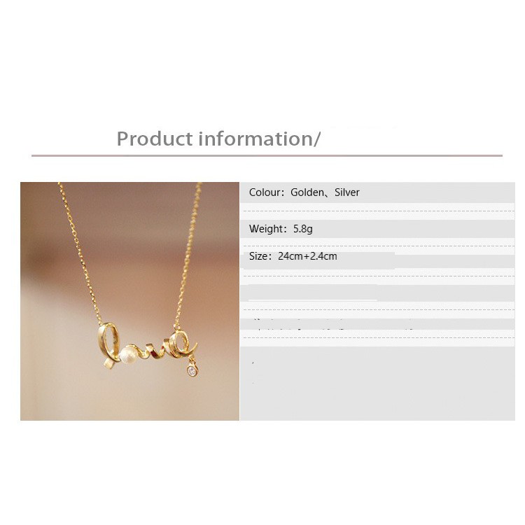 Dây chuyền hình chữ Love đính đá hợp thời trang