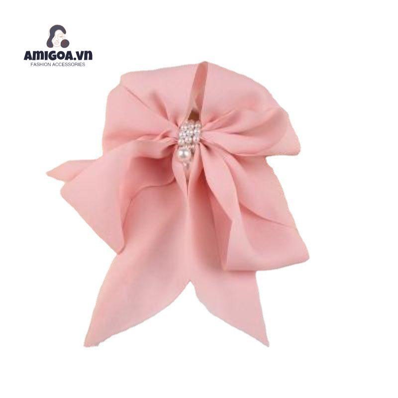 Kẹp Tóc Hình Nơ Đính Ngọc Trai Phong Cách Hàn Quốc Dễ Thương Cho Nữ