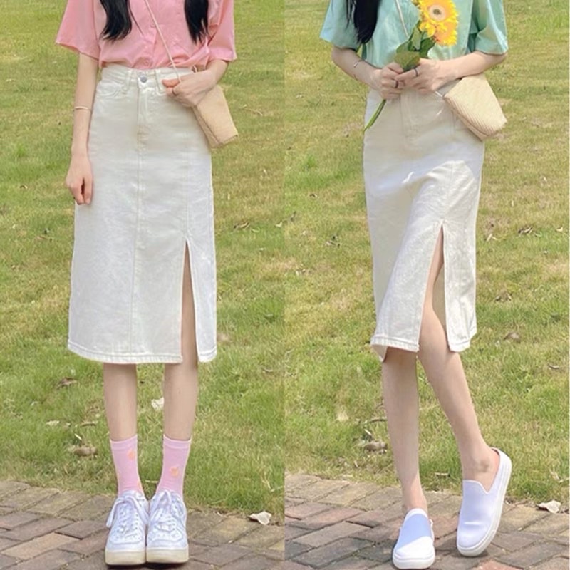 Chân váy thô dáng dài xẻ tà, chân váy dài xẻ tà cá tính [Quảng Châu cao cấp] | BigBuy360 - bigbuy360.vn