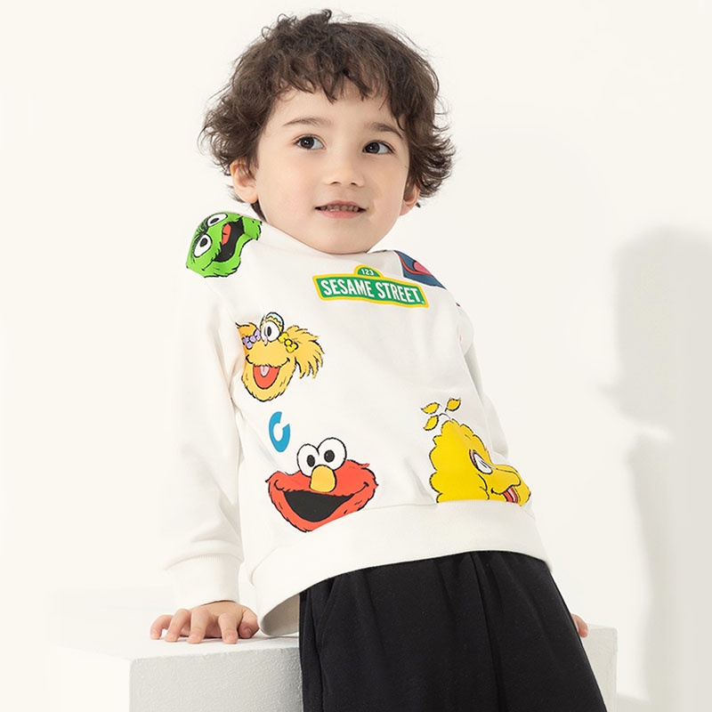 (3-7 tuổi) Áo len bé trai Elmo màu xanh và trắng hãng BALABALA 201321121103