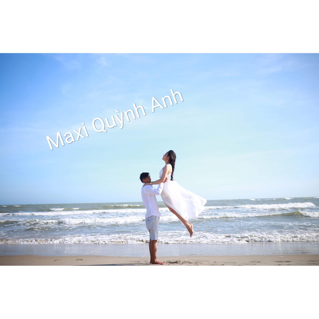 Đầm maxi trăng cổ yêm đi biển, chụp hình cưới đi tiệc sang trọng- Hình thất SP kèm hình khách | BigBuy360 - bigbuy360.vn