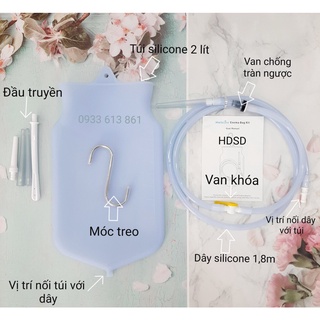 Bộ dụng cụ Coffee Enema,thải độc cà phê,thải độc đại tràng,túi súc ruột bằng Silicone,ENEMA KIT, bộ thụt tháo đại tràng