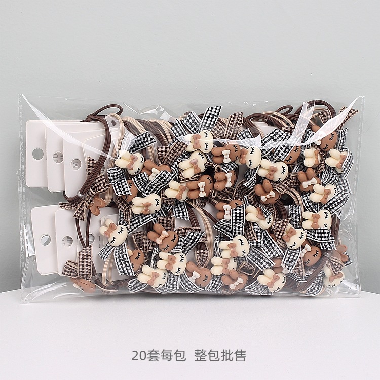 Set 2 dây chun buộc tóc đính nơ charm thú dễ thương BAG U S2CHUN09