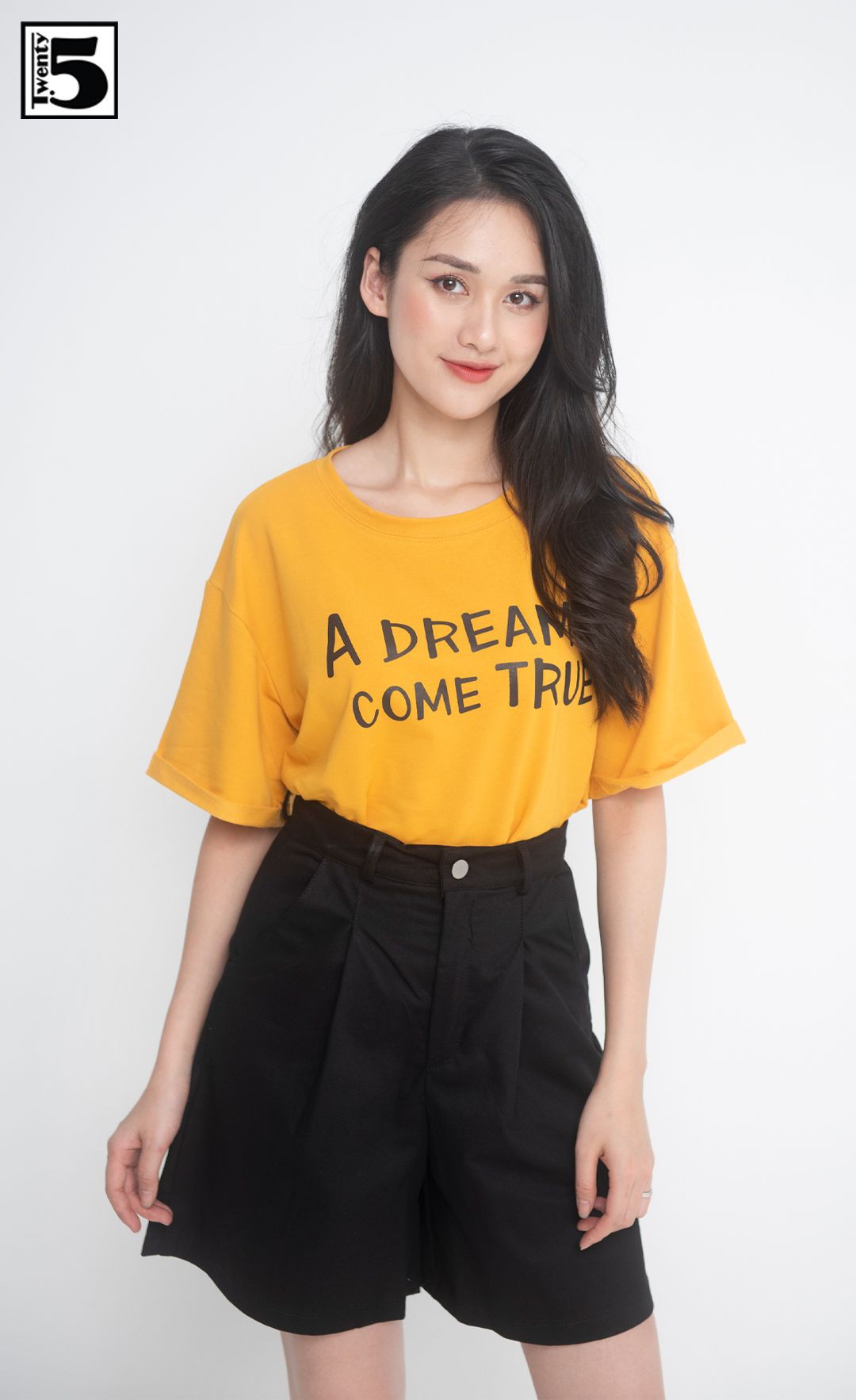 Quần short kaki mỏng, cạp cao Twentyfive 3726
