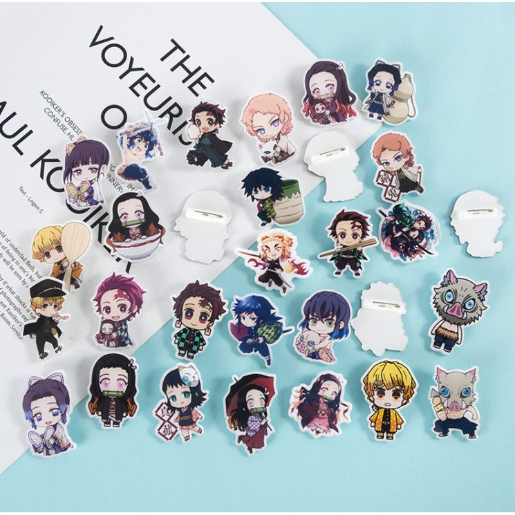 Sticker pin cài cài cặp họa hình anime siêu cá tính, huy hiệu nhóm trang trí balo cute giá rẻ