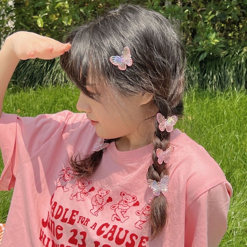 Kẹp Tóc Hình Bướm Nhỏ Trong Suốt Dễ Thương Phong Cách Hàn Quốc