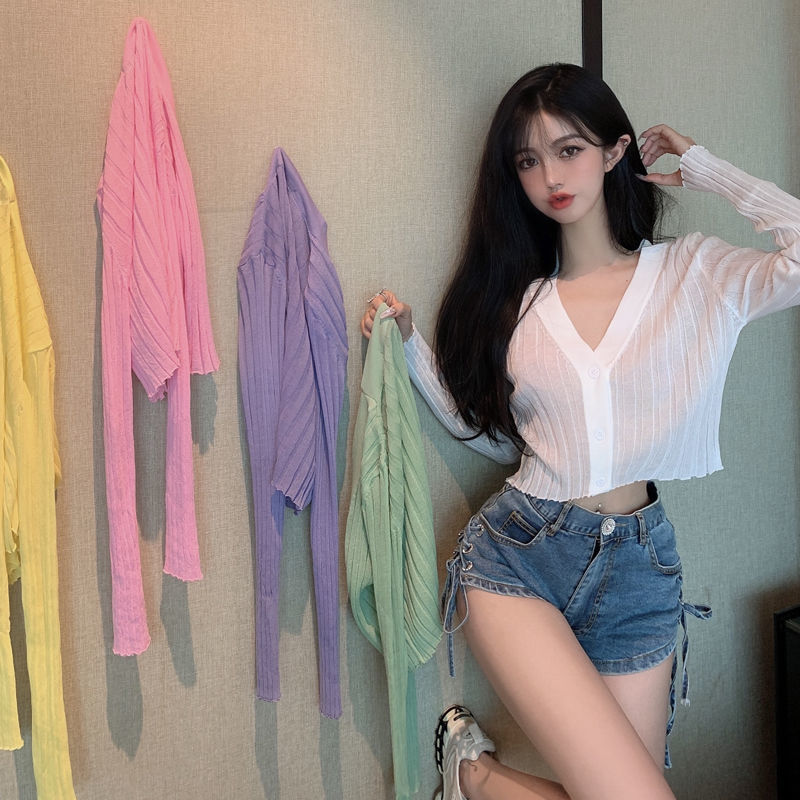 Áo Khoác Cardigan Tay Dài Cổ Chữ V Thời Trang Mùa Hè Dành Cho Nữ