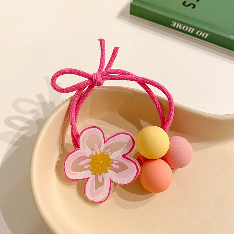 Dây Buộc Tóc Co Giãn Đính Hoa Thời Trang Cho Bé Gái