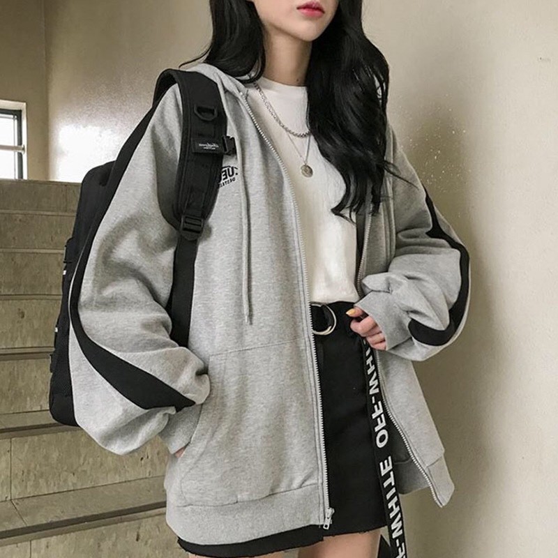 🚛 [FREESHIP] Áo Khoác Nỉ Black Stripe Unisex  🌸 Hoodie xám kẻ sọc đen thể thao form rộng bigsize nam nữ Ulzzang HOT 🌸 | BigBuy360 - bigbuy360.vn