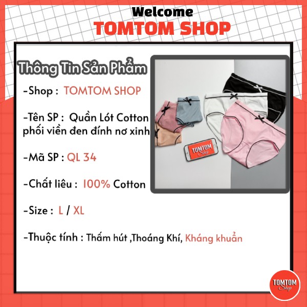 Quần Lót Chip Nữ Cotton Đính nơ dễ thương màu trơn kháng khuẩn QL34 | BigBuy360 - bigbuy360.vn