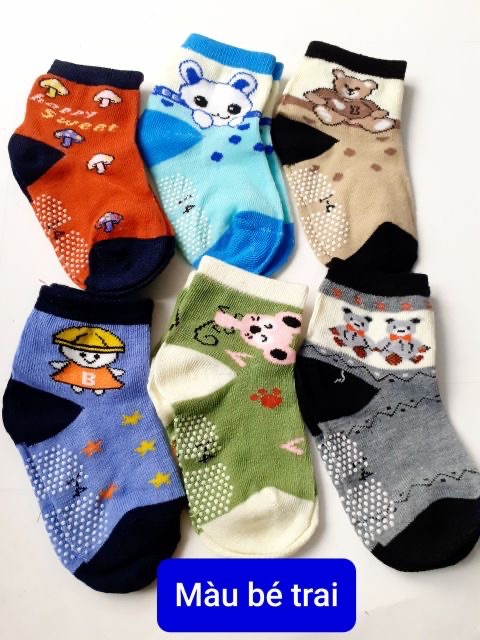 Vớ cotton hình thú chống trượt cho bé trai/bé gái