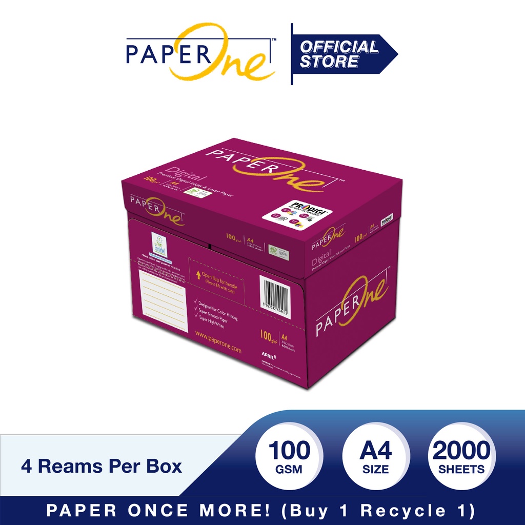 Giấy in cao cấp PaperOne Digital A4 100 gsm (Thùng)