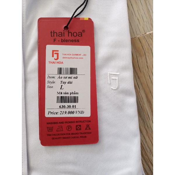 Áo sơ mi nữ Thái Hòa trắng sọc tăm nhỏ