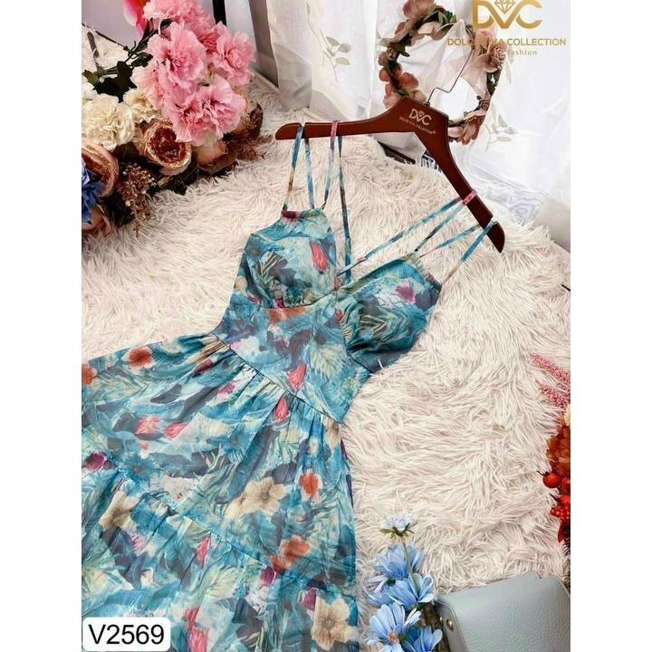 Maxi voan hoa xinh đẹp có mút thiết kế nhẹ nhàng