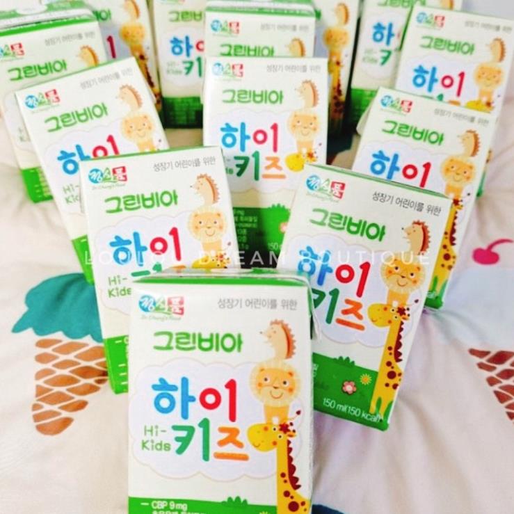 Sữa tươi, sữa nước Hikid Greenbia Kidmore 150ml cho bé từ 1y+ date 2023 - Set lốc 3 hộp