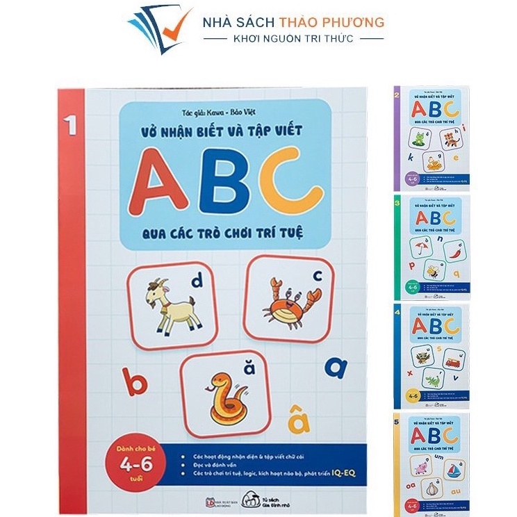 Sách - Vở nhận biết và tập viết chữ cái qua các trò chơi trí tuệ bộ 5 cuốn cho bé từ 4-6 tuổi