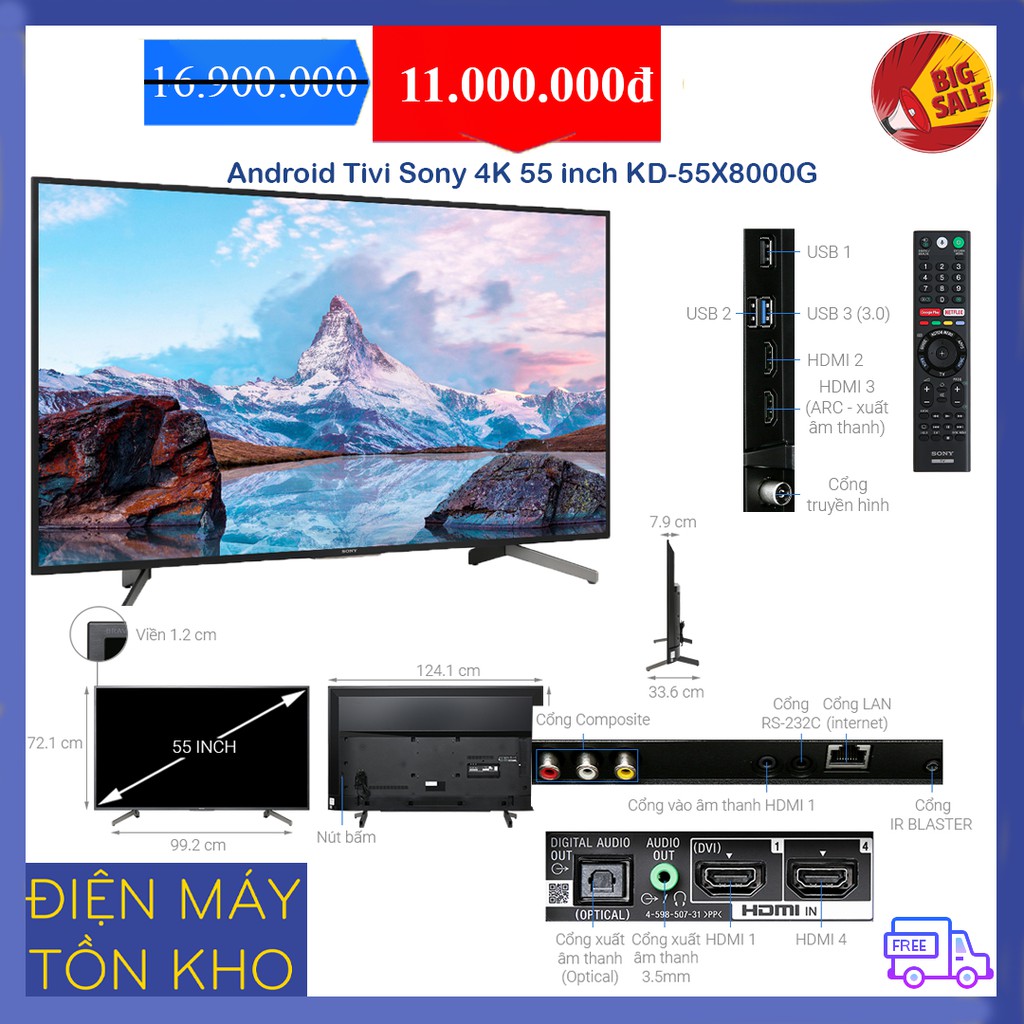Android Tivi Sony 4K 55 inch KD-55X8000G