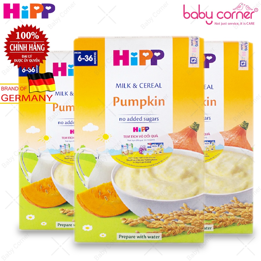 [Combo 3 Hộp] Bột Ăn Dặm HIPP Rau Củ Dinh Dưỡng Sữa Bí Đỏ Cho Bé 250g