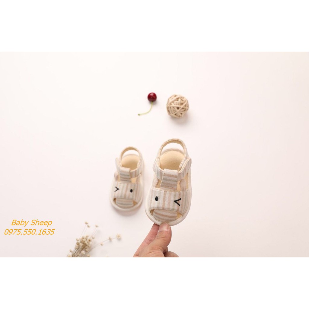 Dép tập đi cho bé 0-18 tháng tuổi chống trơn trượt đính nơ cho bé gái ORGANIC cotton hữu cơ tự nhiên hàng siêu xinh