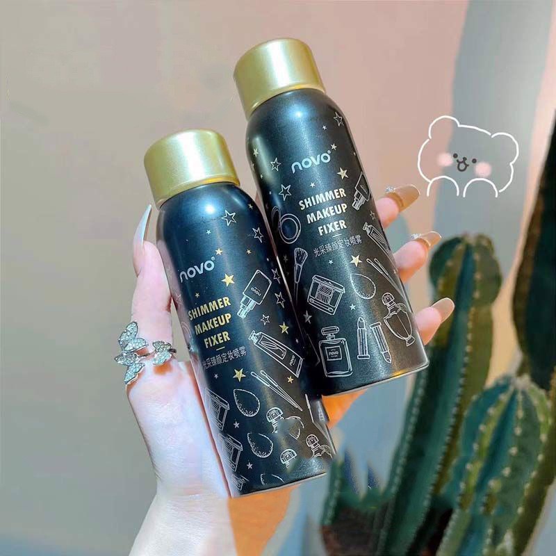 Xịt Nhũ Khóa Nền Giữ Lớp Trang Điểm Phun Sương NOVO Shimmer Makeup Fixer 100ml Nội Địa Trung