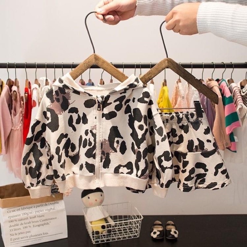 Xả Set bộ beo 2 chi tiết cho bé gái