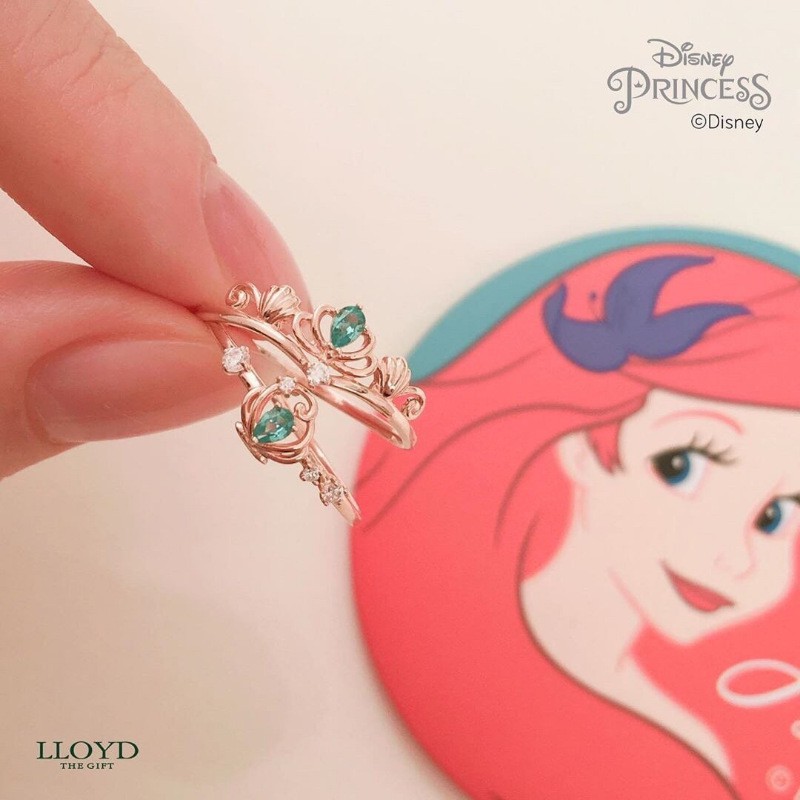 S925 Silver Disney Princess Mạ điện Nhẫn vàng mặt trăng 10K (Có thể điều chỉnh kích thước) Đóng hộp miễn phí