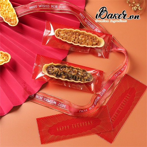 100 Túi Bánh Thuyền/ Bánh quy dài Đỏ Happy Everyday (5.5x14.5cm)