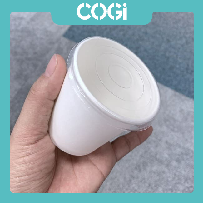 50 ly giấy uống nước nơi công cộng 6oz 180ml dùng 1 lần chính hãng cogi - có lựa chọn kèm nắp