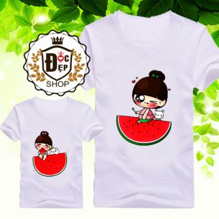 Sét áo mẹ và bé ăn dưa hấu dh001