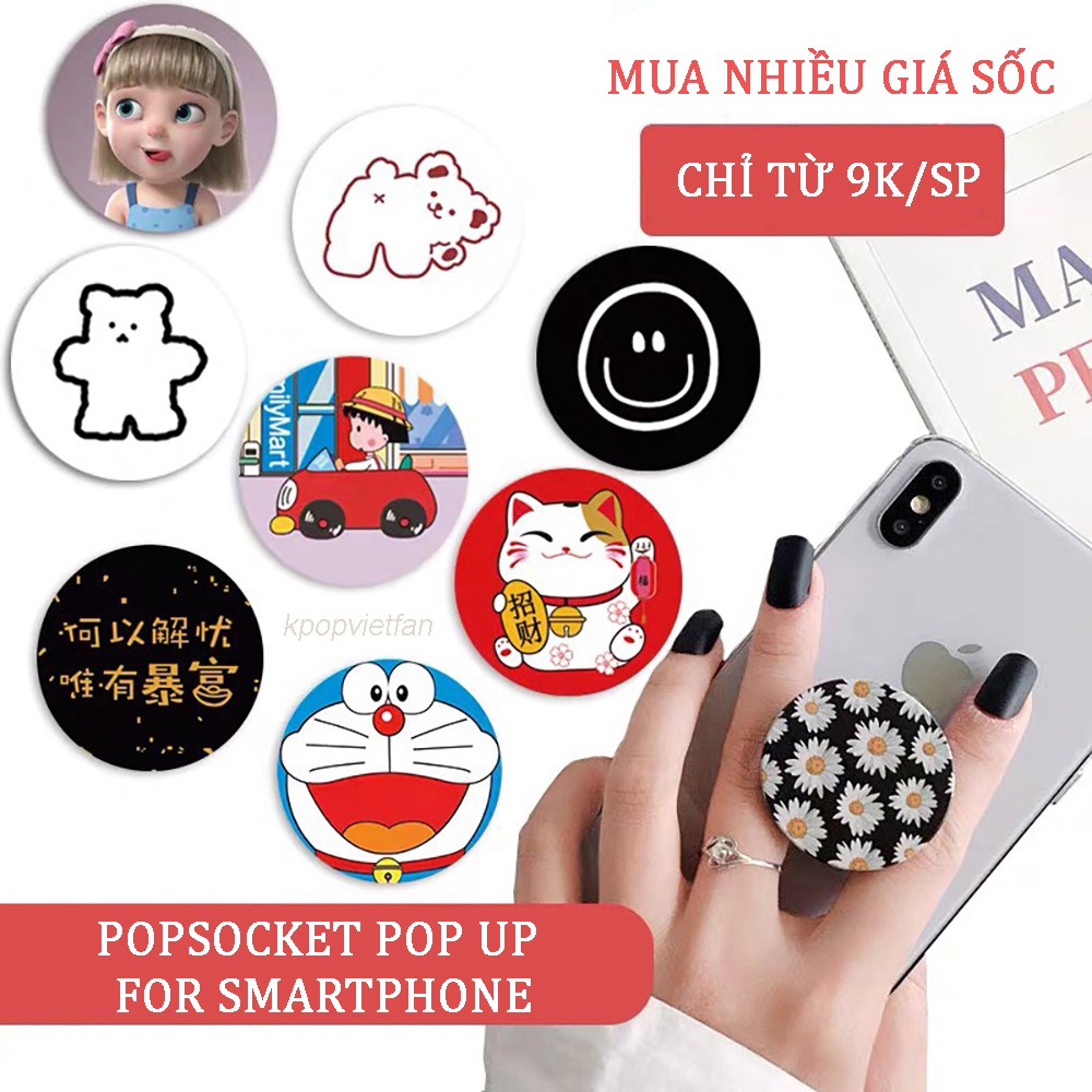 Chống điện thoại dán ốp Popsocket in lỳ hình ngộ nghĩnh pop up dễ thương nhiều mẫu