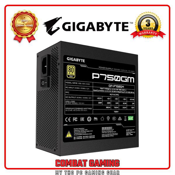 Nguồn GIGABYTE P750GM 750W (80 PLus Gold/FULL MODULAR/Màu Đen)