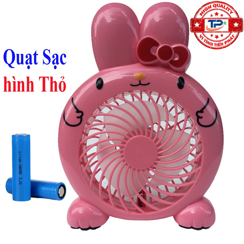 Quạt sạc tích điện mini hình Thỏ thiết kế cute xinh xắn dễ thương gió mạnh chạy êm, mát rất tiện lợi