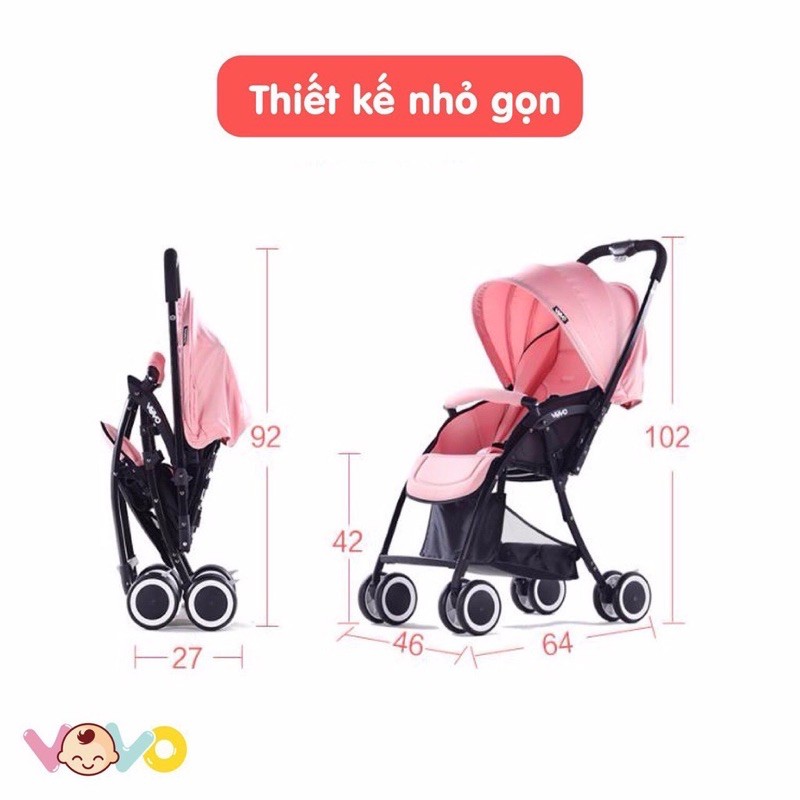 Xe đẩy VOVO 2 chiều 3 tư thế