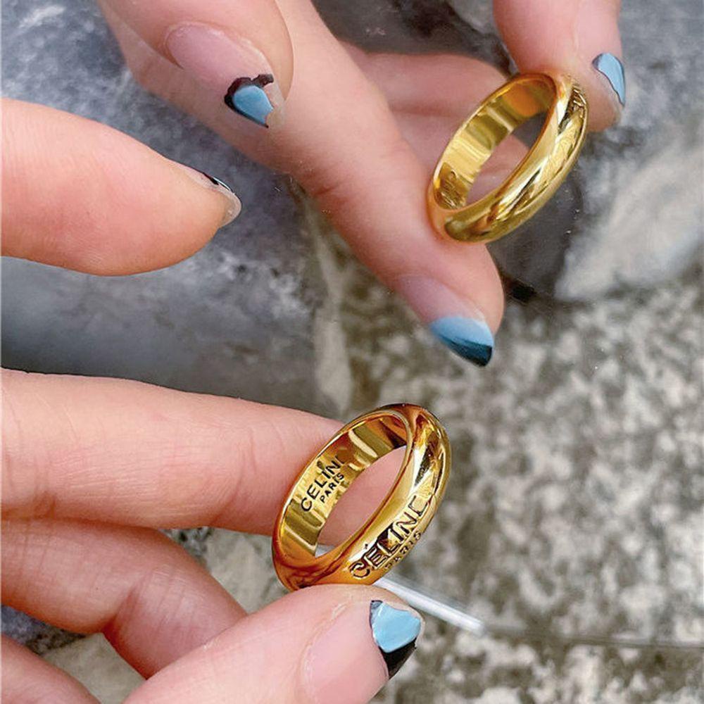 JARRED Nhẫn Cưới In Chữ Celi Đơn Giản Cho Cặp Đôi