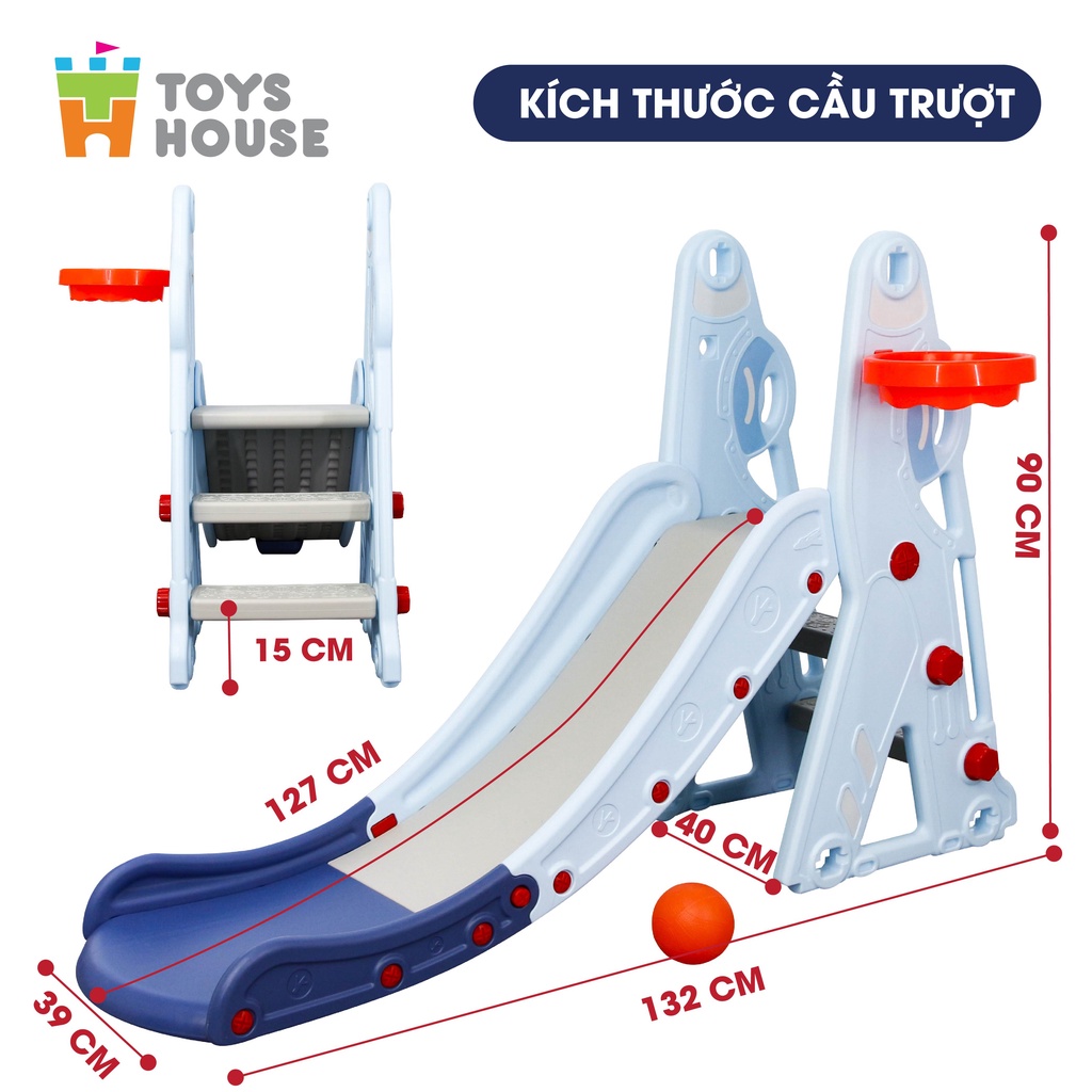 [Mã BMBAU300 giảm 10% đơn 499K] Cầu trượt kèm khung bóng rổ cho bé Toys House WM21B271SSO, hàng chính hãng cao cấp