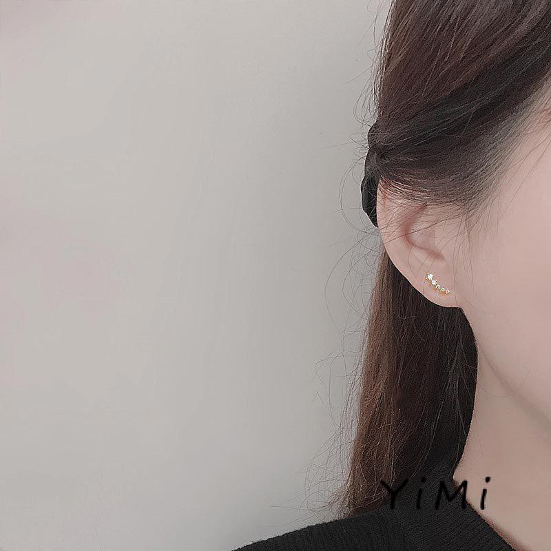 Bông Tai Hình Học Đính Đá Zircon Nhỏ Đơn Giản Dễ Thương