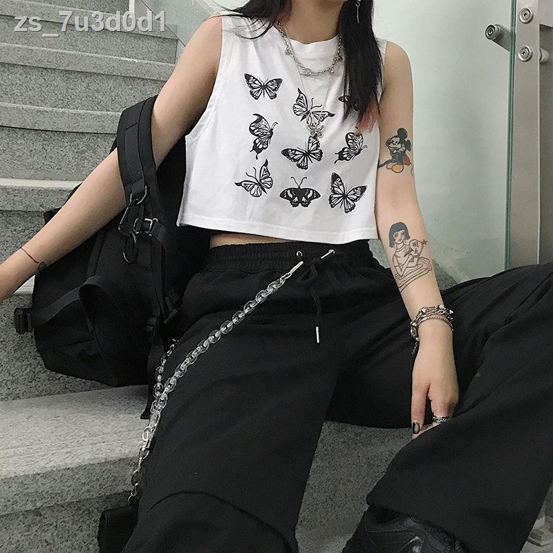 đầm xoèváy suông☒Summer phiên bản Hàn Quốc áo vest nữ rời mặc bên ngoài đen lửng nhỏ có tay ngắn không phía tr