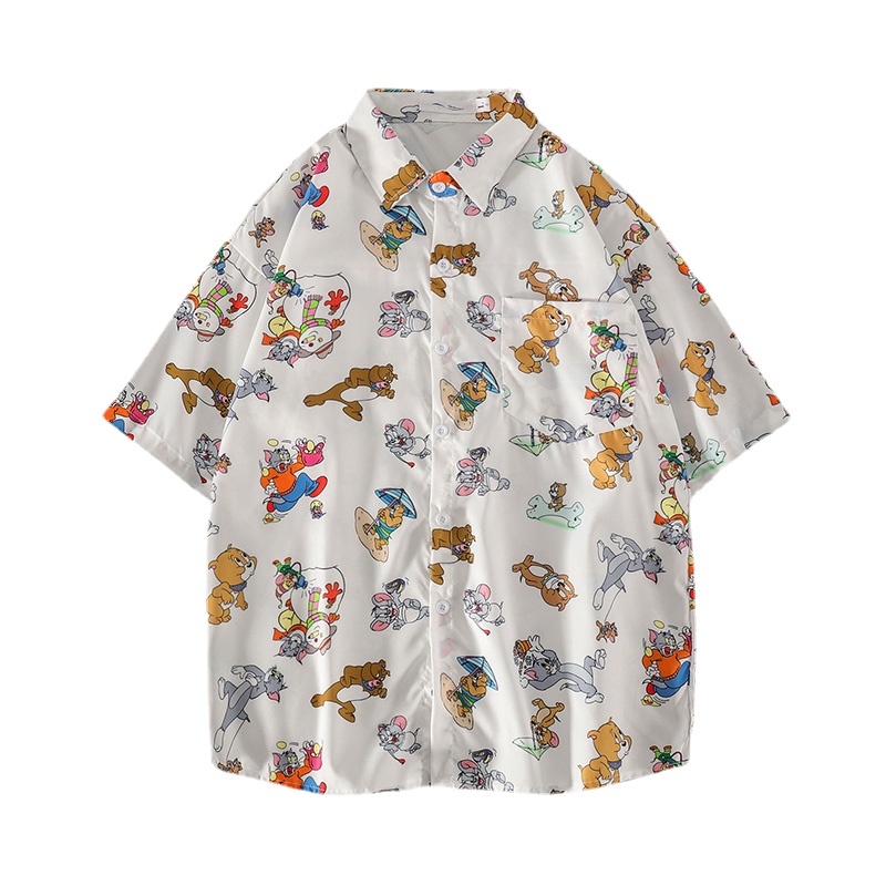 Áo Sơ Mi Tay Ngắn Dáng Rộng Thời Trang Mùa Hè Phong Cách Hip Hop Cho Nam size M-3XL