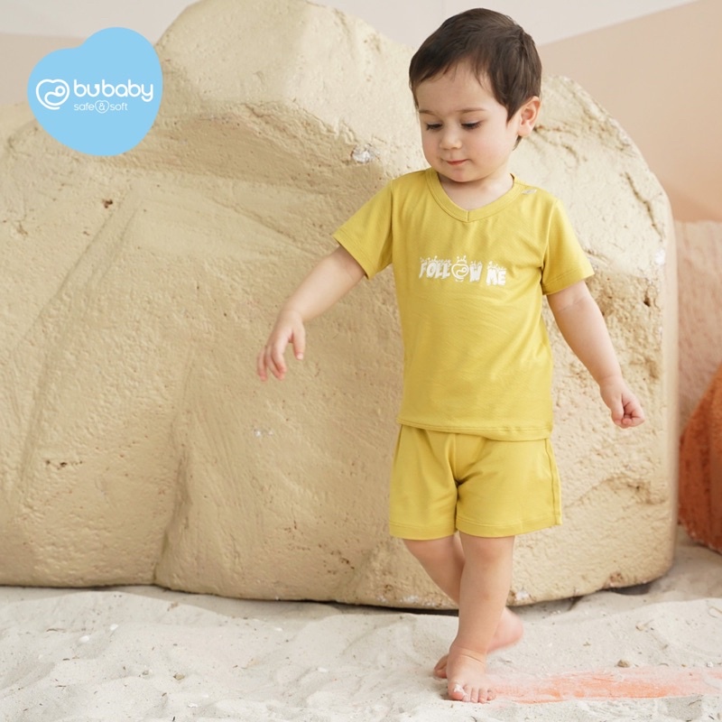 Bubaby! Mẫu mới cho mùa hè 2022. Bộ cộc tay quần đùi cổ V folow me chất liệu Bamboo cotton siêu mềm siêu thấm hút