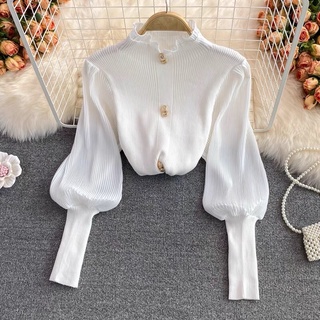 Áo len dệt cổ bèo