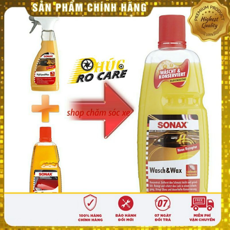 Combo rửa xe Sonax & Wax bóng (Wash & Wax 313341) 1000ml