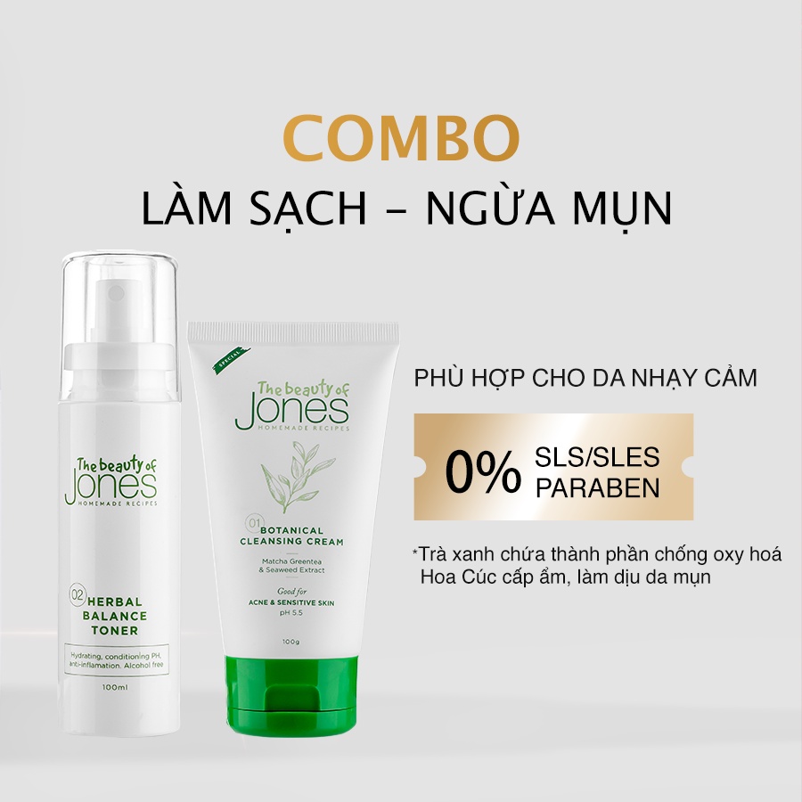 Bộ đôi làm sạch và giảm dầu ngừa mụn The Beauty of Jones