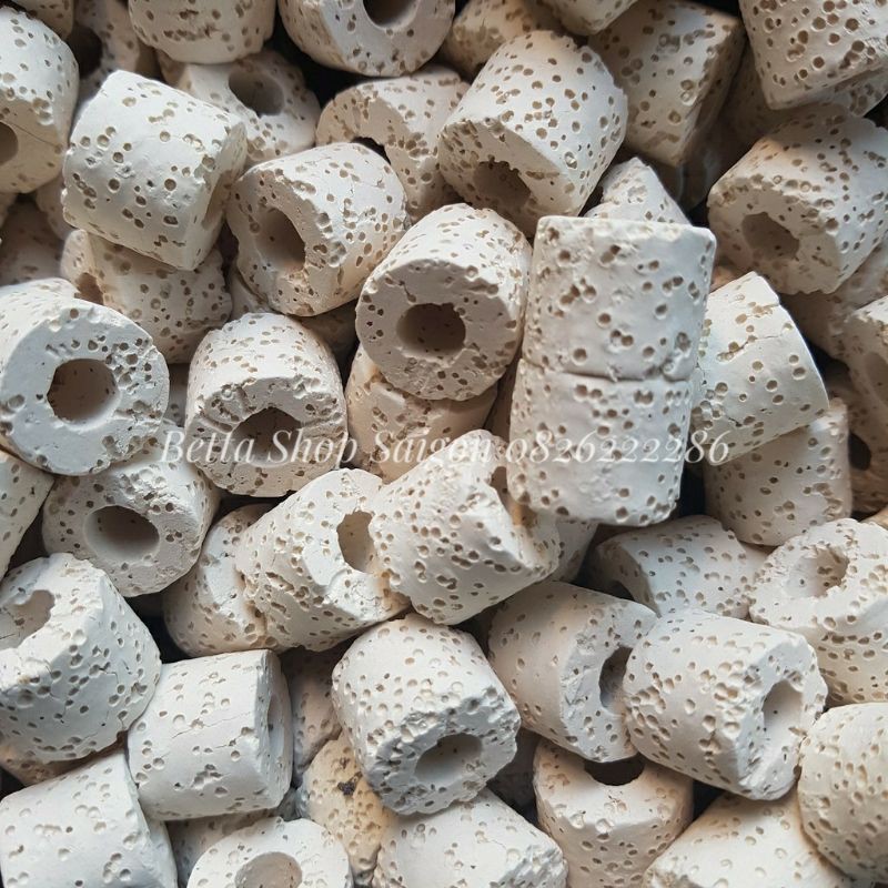 Sứ lỗ lọc nước (sứ nhẫn trắng) 200g | Vật liệu lọc nước cho hồ cá, thủy sinh